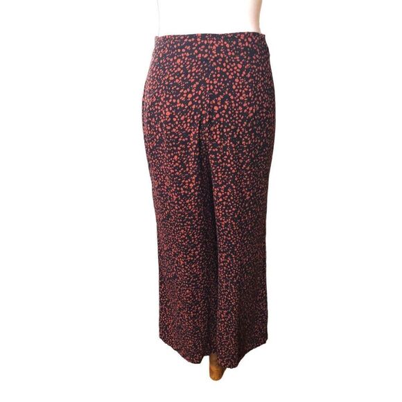 BP black and orange patterned palazzo high waist with attach front tie belt wide - Picture 8 of 13